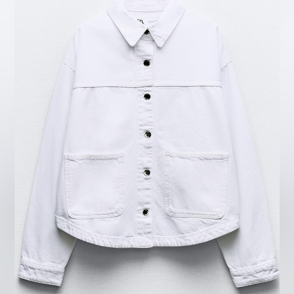 Zara White Denim Jacket
